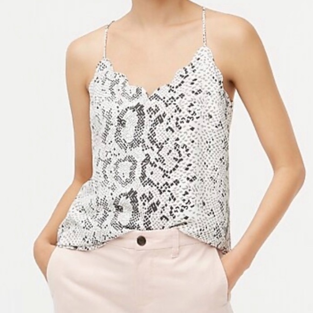 J. Crew Snakeskin Scalloped Lined Cami Top Women’s - Picture 2 of 8